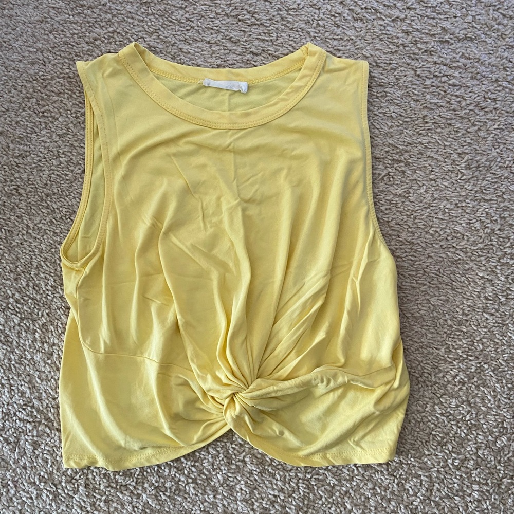 Lush Yellow Twist Front Muscle Tee